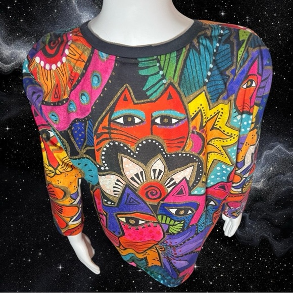 Laurel Burch Laurel's Garden Vibrant Abstract Women's T-Shirt Size XXL - Picture 6 of 11